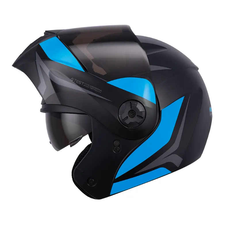 CASCO ABATIBLE ICH 3110 DOBLE VISOR HOLLOW NEGRO AZUL GRIS MATE VISOR NEGRO