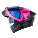 CASCO ABATIBLE X-ONE 3000 RS DOBLE VISOR SABIO NEGRO FUCSIA BRILLO