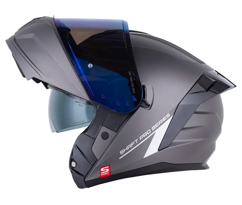 CASCO ABATIBLE SHAFT PRO 4200 DOBLE VISOR SOLID GRIS OSCURO SILVER MATE