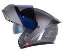 CASCO ABATIBLE SHAFT PRO 4200 DOBLE VISOR SOLID GRIS OSCURO SILVER MATE