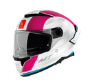 CASCO INTEGRAL MT FF118 THUNDER 4 DOBLE VISOR TREADS C8 BLANCO FUCSIA AZUL CLARO BRILLO