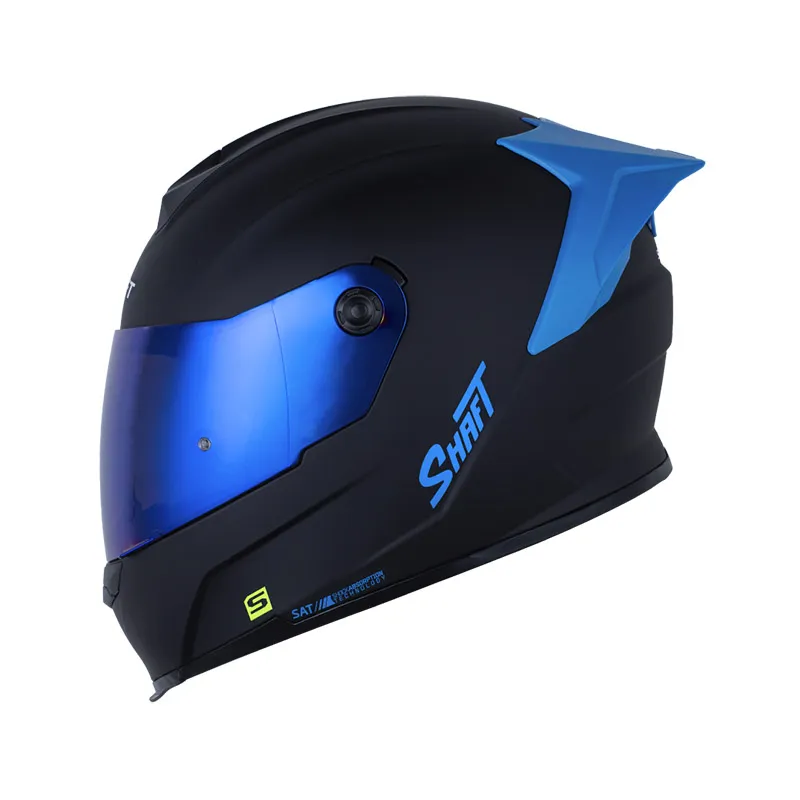 CASCO INTEGRAL SHAFT 502SP SOLID NEGRO AZUL MATE VISOR AZUL SPOILER AZUL