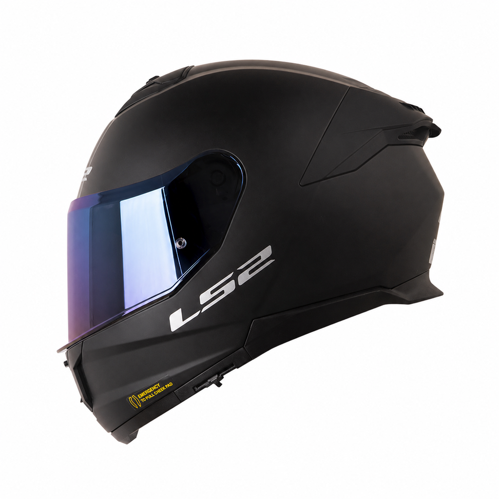 CASCO INTEGRAL LS2 808 DOBLE VISOR STREAM I SOLID NEGRO MATE VISOR AZUL