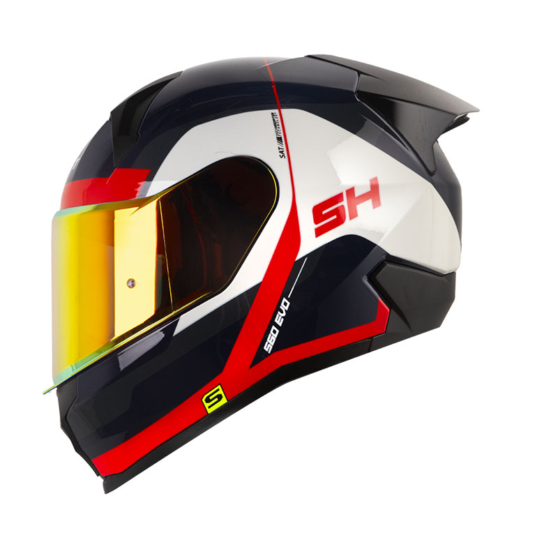 CASCO INTEGRAL SHAFT 560 EVO TEYK AZUL OSCURO ROJO BRILLO
