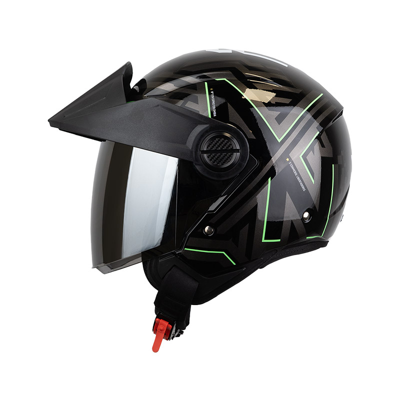 CASCO ABIERTO ICH 102 SPECIAL REY DE COPAS NEGRO VERDE VISOR SILVER