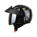 CASCO ABIERTO ICH 102 SPECIAL REY DE COPAS NEGRO VERDE VISOR SILVER