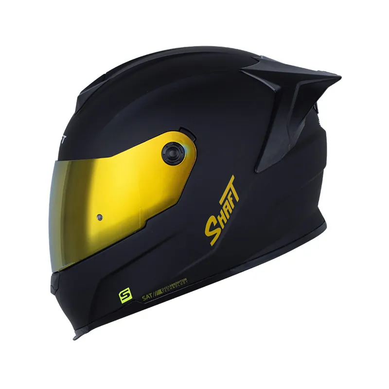 [192520] CASCO INTEGRAL SHAFT 502SP SOLID NEGRO DORADO MATE VISOR DORADO SPOILER NEGRO (S)