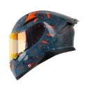 CASCO INTEGRAL SHAFT PRO 612 EVO DOBLE VISOR THINGS AZUL OSCURO NARANJA BRILLO