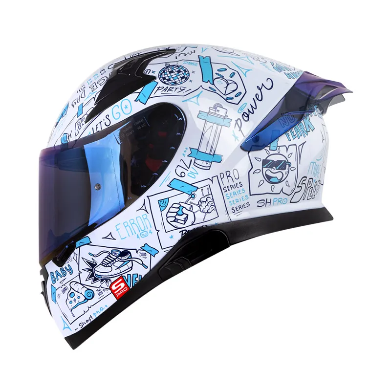 CASCO INTEGRAL SHAFT PRO 612 EVO DOBLE VISOR THINGS AZUL CLARO AZUL CLARO BRILLO (S)