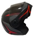 CASCO ABATIBLE ICH 3110 DOBLE VISOR HOLLOW NEGRO GRIS OSCURO ROJO MATE VISOR NEGRO