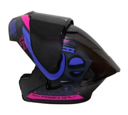 CASCO ABATIBLE ICH 3130 DOBLE VISOR OUTSIDE NEGRO FUCSIA AZUL MATE VISOR NEGRO