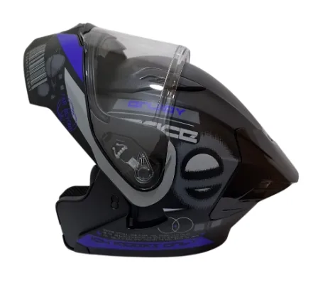 CASCO ABATIBLE ICH 3130 DOBLE VISOR OUTSIDE NEGRO AZUL GRIS MATE VISOR TRANSPARENTE