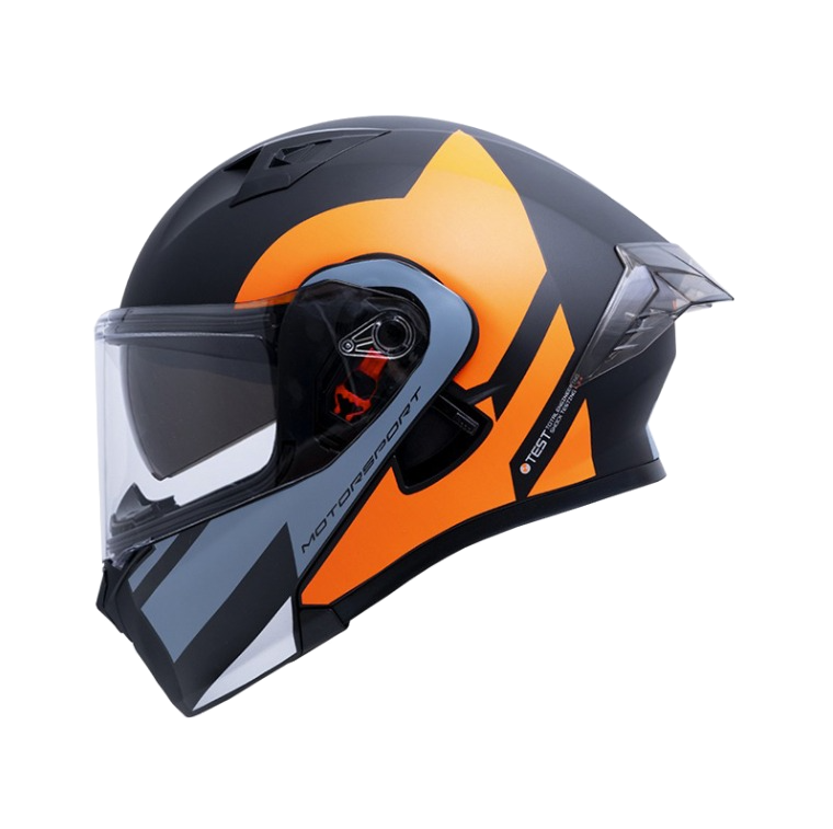 CASCO ABATIBLE ICH 3120 DOBLE VISOR ZORTH NEGRO NARANJA BRILLO VISOR TRANSPARENTE