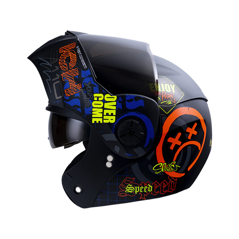 CASCO ABATIBLE ICH 3110DOT DOBLE VISOR RANDOM NEGRO NARANJA MATE VISOR NEGRO
