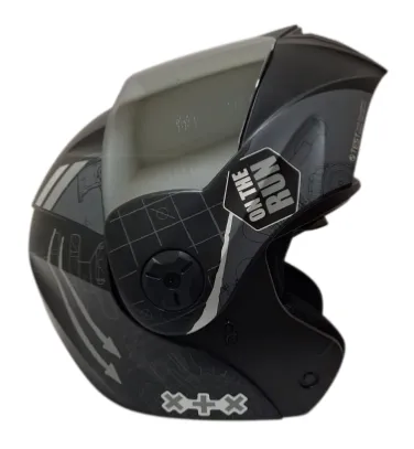 CASCO ABATIBLE ICH 3110 DOBLE VISOR ENGINEER NEGRO GRIS GRIS MATE VISOR SILVER