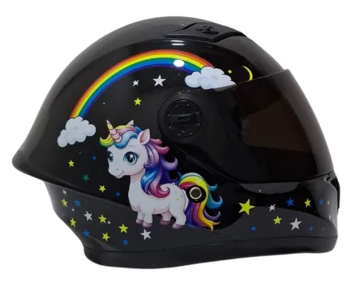 CASCO NIÑA INTEGRAL H308 PONY NEGRO BRILLO