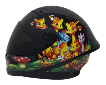 [H30804] CASCO NIÑO INTEGRAL H308 DRAGON NEGRO BRILLO
