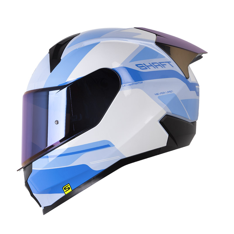 CASCO INTEGRAL SHAFT 560 EVO CRAWLER AZUL CLARO BLANCO BRILLO