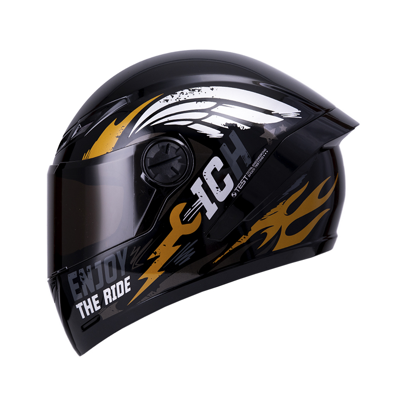 CASCO INTEGRAL ICH 501SP CRANK NEGRO DORADO BRILLO VISOR NEGRO