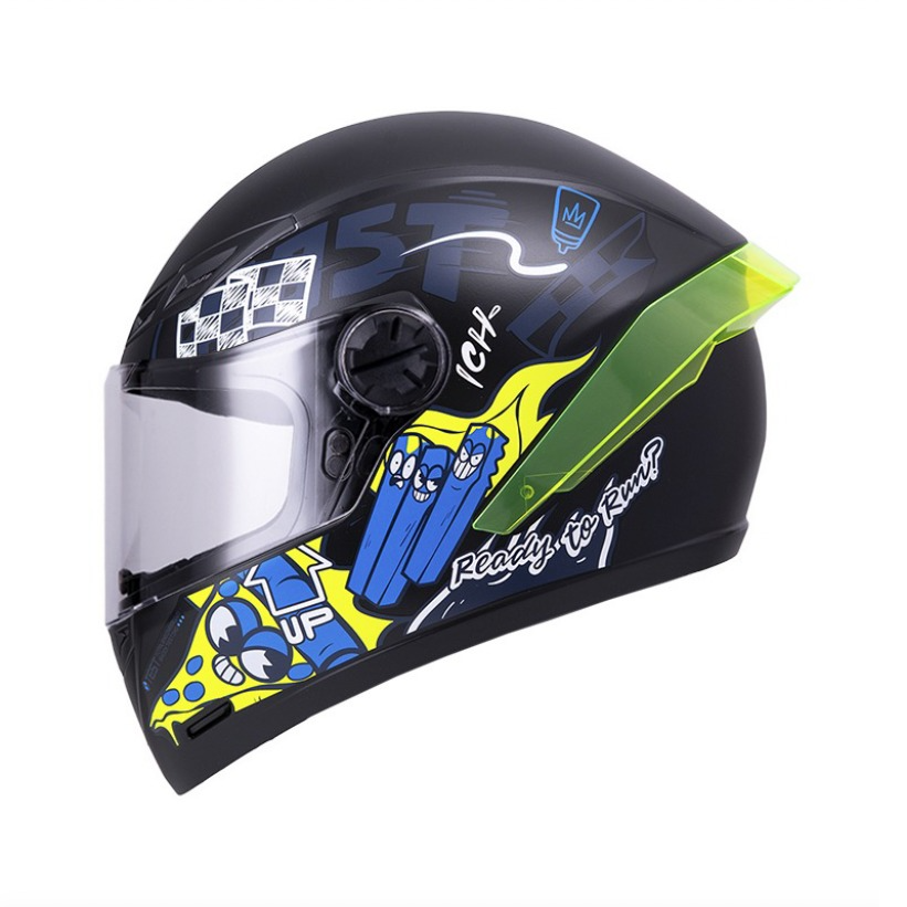 CASCO INTEGRAL ICH 501SP F.FOOD NEGRO AZUL NAVY BRILLO VISOR TRANSPARENTE