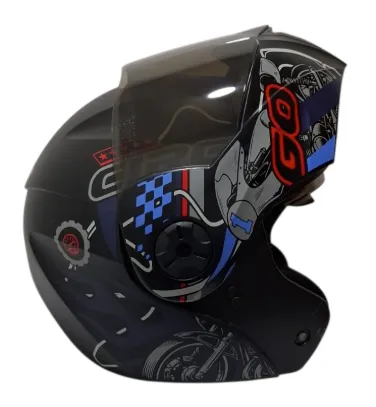 CASCO ABATIBLE ICH 3110 DOBLE VISOR LAP RUSH NEGRO AZUL OSCURO ROJO MATE VISOR NEGRO (S)