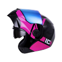 CASCO ABATIBLE ICH 3110DOT DOBLE VISOR WIND NEGRO FUCSIA MATE VISOR AZUL 