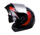 CASCO ABATIBLE ICH 3110DOT DOBLE VISOR LOKHET NEGRO ROJO MATE VISOR SILVER