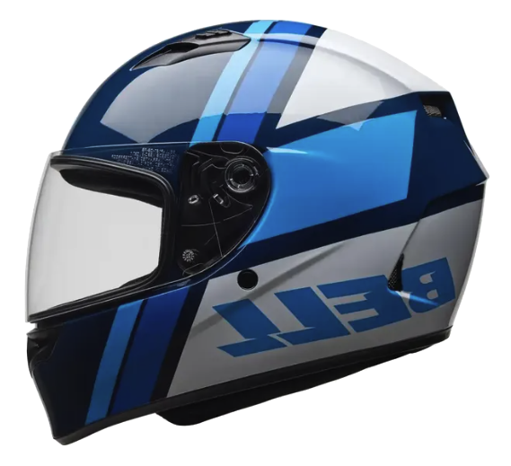 CASCO INTEGRAL BELL QUALIFIER CHASM AZUL BLANCO BRILLO