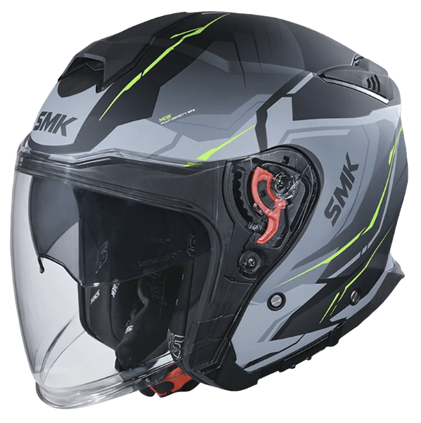 CASCO ABIERTO SMK GTJ ESCAPE GRIS VERDE NEGRO MATE