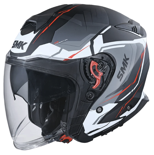 CASCO ABIERTO SMK GTJ ESCAPE GRIS BLANCO NEGRO MATE