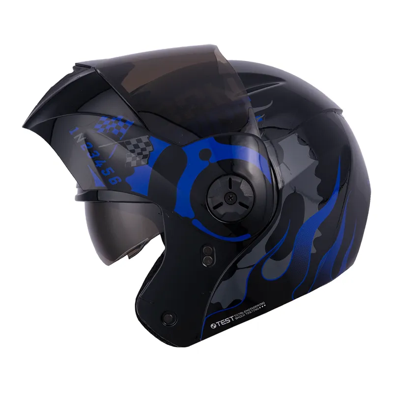 CASCO ABATIBLE ICH 3110 DOBLE VISOR SPEED UP NEGRO AZUL GRIS MATE VISOR NEGRO (S)