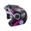 CASCO ABATIBLE ICH 3110DOT DOBLE VISOR ROBOTO NEGRO FUCSIA BRILLO VISOR NEGRO
