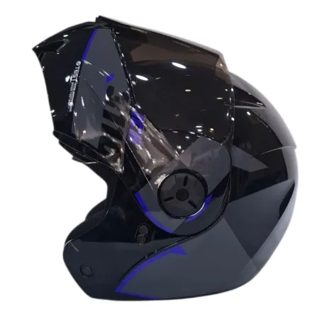 CASCO ABATIBLE ICH 3110 DOBLE VISOR TREAT NEGRO GRIS OSCURO AZUL BRILLO VISOR NEGRO (S)