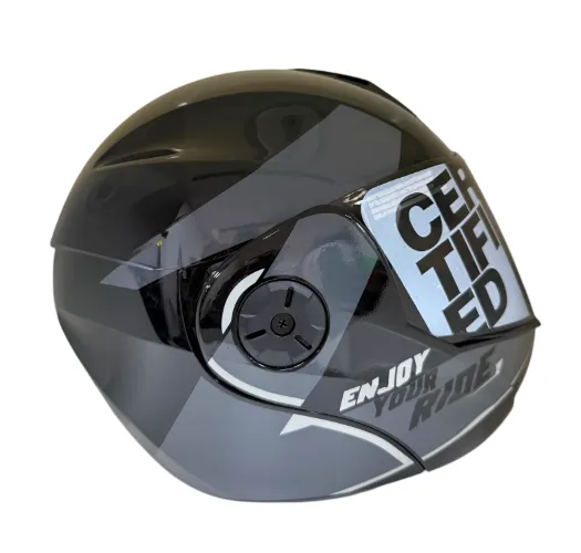 CASCO ABATIBLE ICH 3110 DOBLE VISOR TREAT NEGRO GRIS OSCURO BLANCO BRILLO VISOR NEGRO