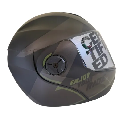 CASCO ABATIBLE ICH 3110 DOBLE VISOR TREAT NEGRO GRIS OSCURO VERDE MATE VISOR SILVER