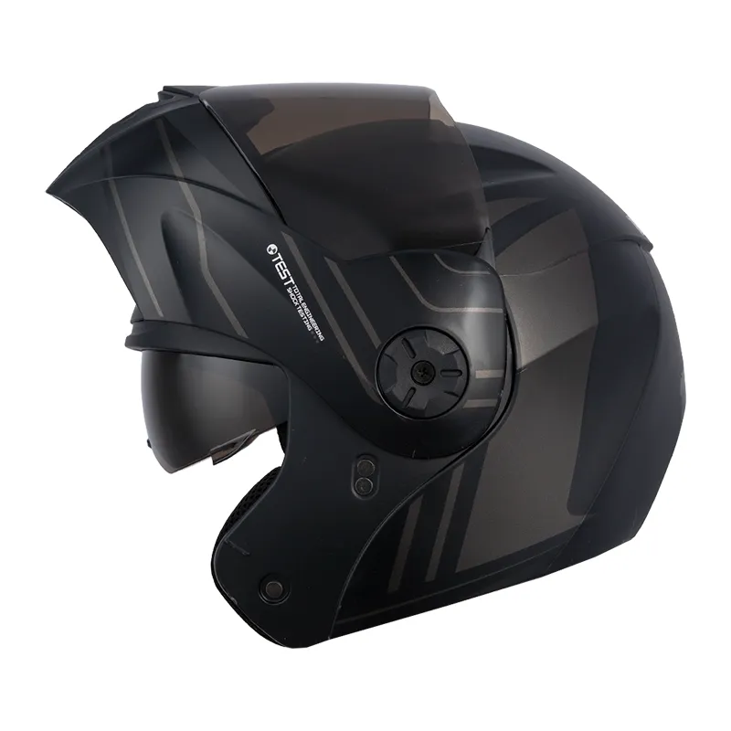 CASCO ABATIBLE ICH 3110 DOBLE VISOR REPLACED NEGRO GRIS OSCURO GRIS MATE VISOR NEGRO (S)