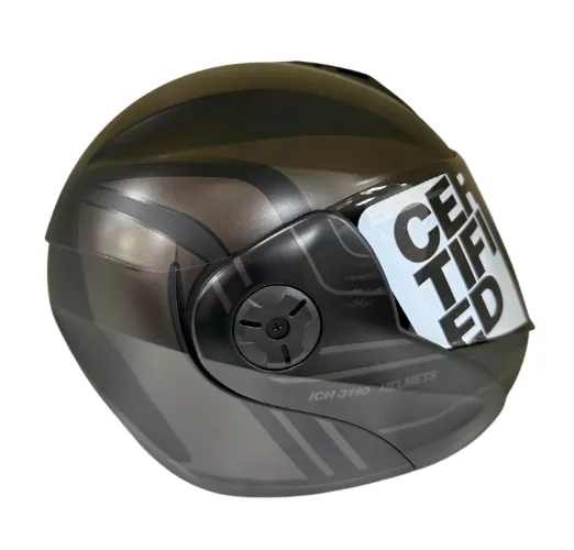 CASCO ABATIBLE ICH 3110 DOBLE VISOR REPLACED NEGRO GRIS OSCURO GRIS MATE VISOR NEGRO