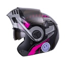 CASCO ABATIBLE ICH 3110DOT DOBLE VISOR ROBOTO NEGRO FUCSIA MATE VISOR NEGRO