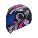 CASCO ABATIBLE ICH 3110DOT DOBLE VISOR ROBOTO NEGRO FUCSIA BRILLO VISOR AZUL