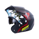 CASCO ABATIBLE ICH 3110DOT DOBLE VISOR NIDHOG NEGRO ROJO MATE VISOR NEGRO