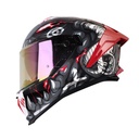 CASCO INTEGRAL SHAFT SHPRO611RS DRAKON GRIS OSCURO BLANCO MATE VISOR MORADO