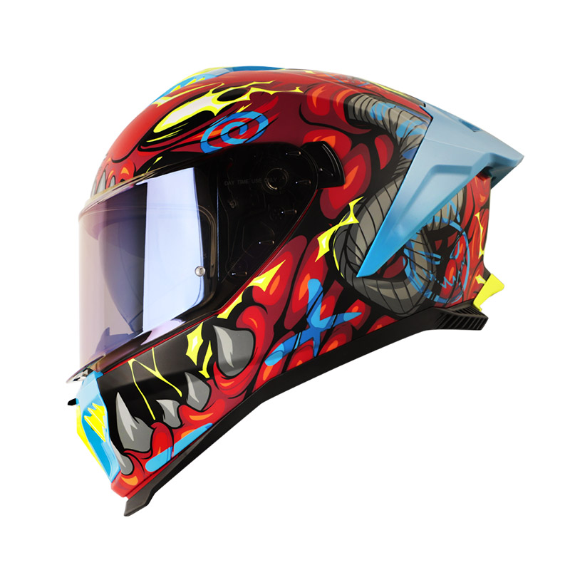 CASCO INTEGRAL SHAFT PRO 611RS DRAKON ROJO AZUL MATE VISOR AZUL (S)