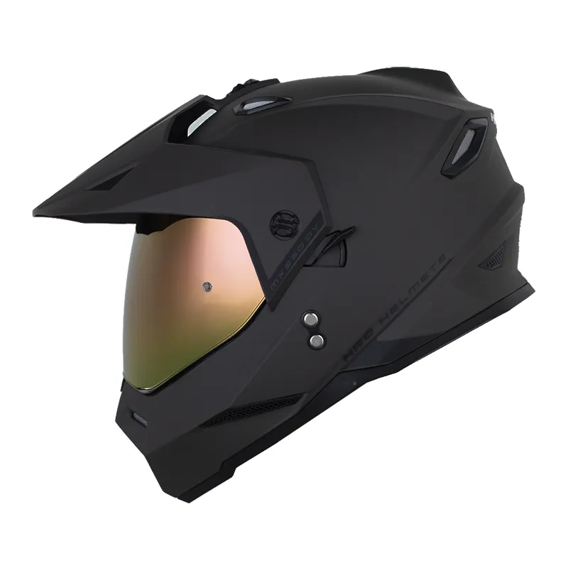 CASCO MULTIPROPOSITO HRO MX330 DOBLE VISOR SOLID GRIS OSCURO NEGRO MATE