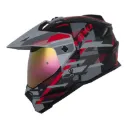 CASCO MULTIPROPOSITO HRO MX330 DOBLE VISOR GLITCH NEGRO ROJO MATE