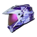 CASCO MULTIPROPOSITO HRO MX330 DOBLE VISOR GLITCH MORADO AZUL CLARO BRILLO