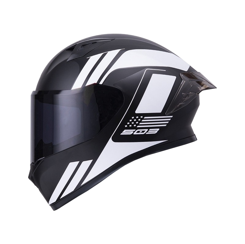 CASCO INTEGRAL ICH 503 NEZA NEGRO BLANCO BRILLO VISOR NEGRO