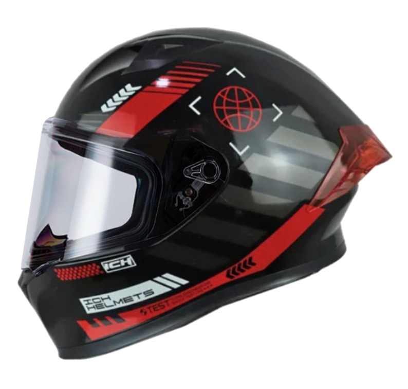 CASCO INTEGRAL ICH 503 CYBERPUNK NEGRO ROJO MATE VISOR TRANSPARENTE