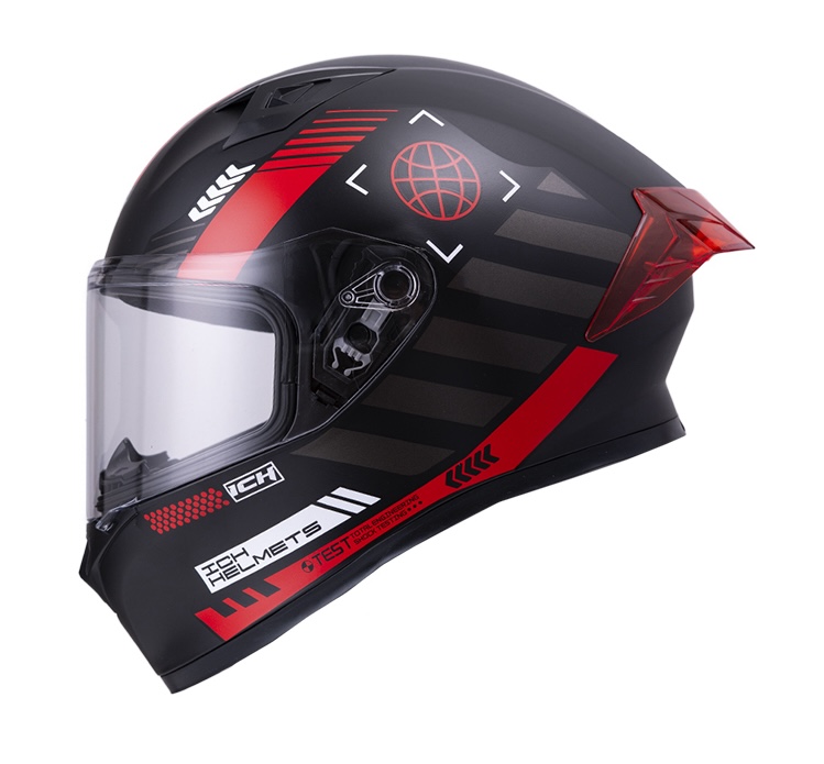 CASCO INTEGRAL ICH 503 CYBERPUNK NEGRO ROJO MATE VISOR TRANSPARENTE