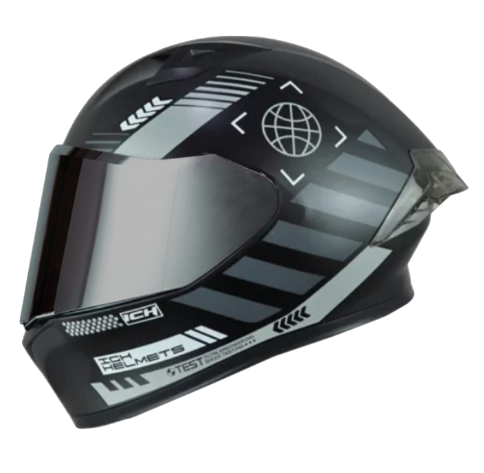 CASCO INTEGRAL ICH 503 CYBERPUNK NEGRO GRIS VISOR SILVER