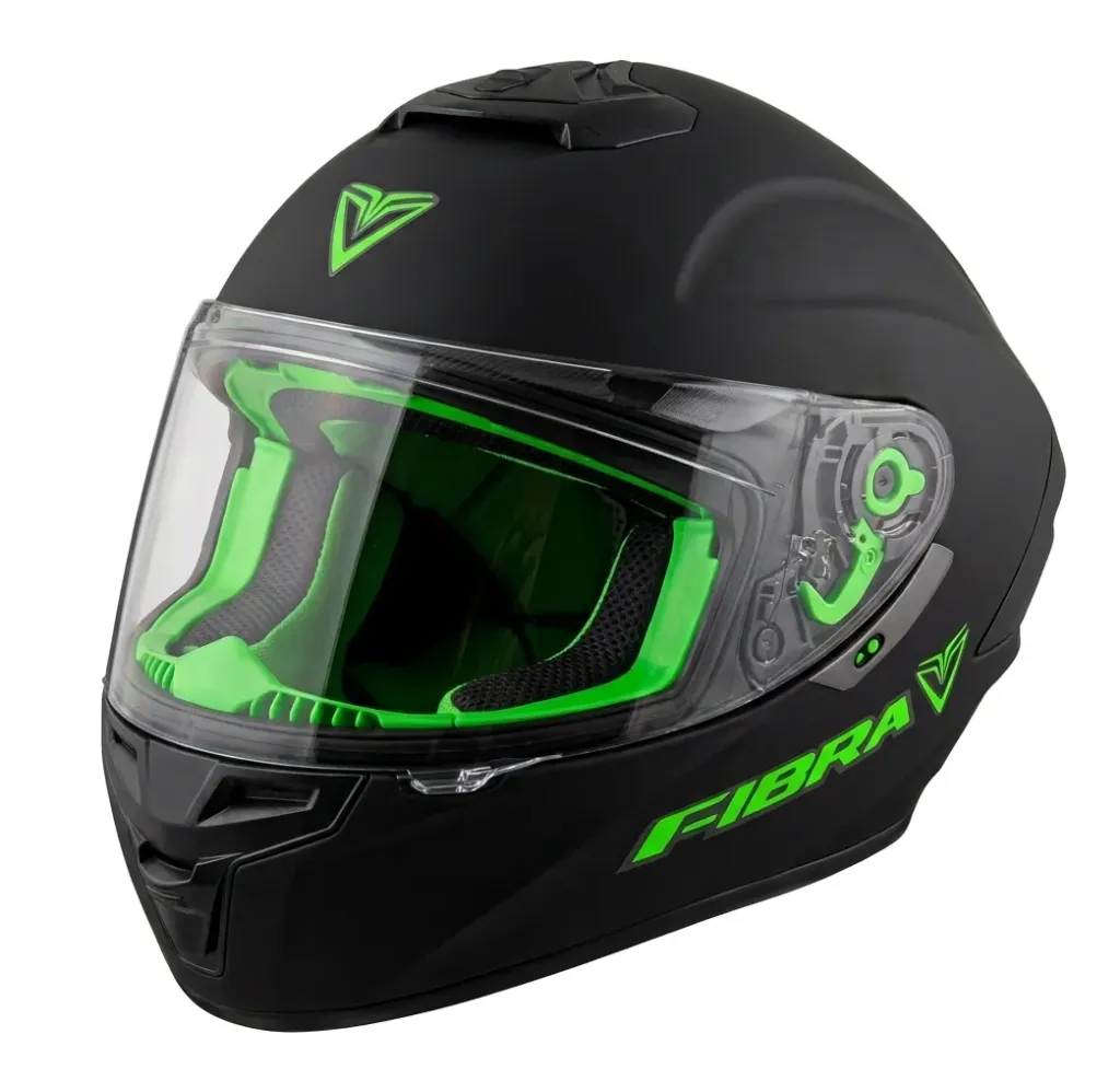CASCO INTEGRAL FIBRA GIGA CHROMA NEGRO VERDE MATE